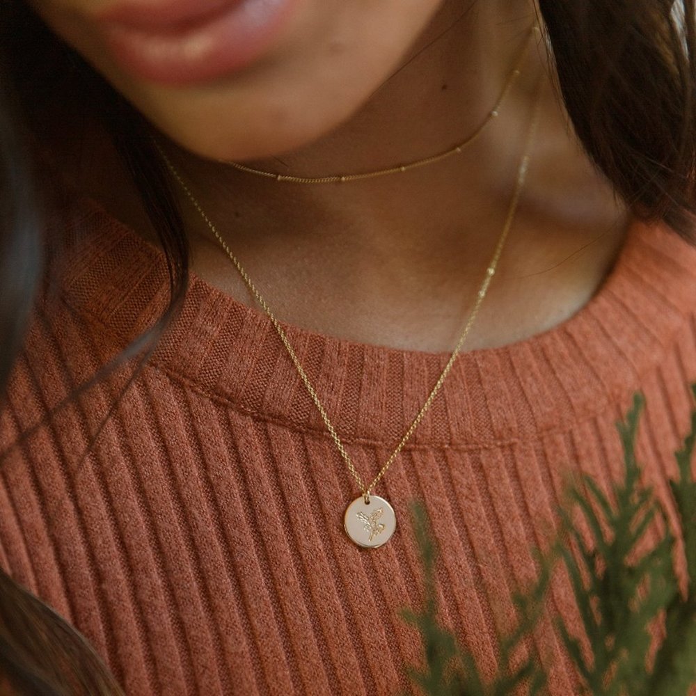 December Holly Birth Flower Minimal Charm Necklace - Picture 7 of 16